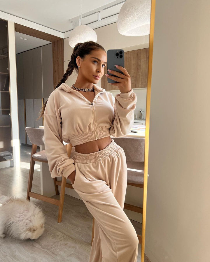 Damen lässiger Jumpsuit mit cropped Oberteil und weitem Bein Drune