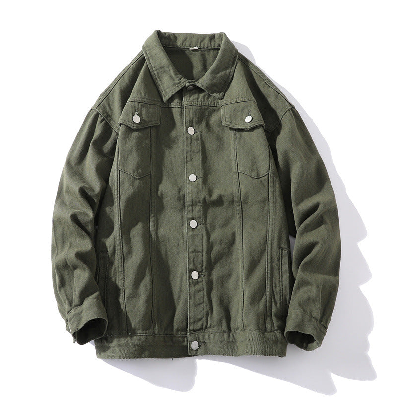 Unisex Oversize-Jeansjacke aus robustem Denim mit Druckknopfleiste Drune