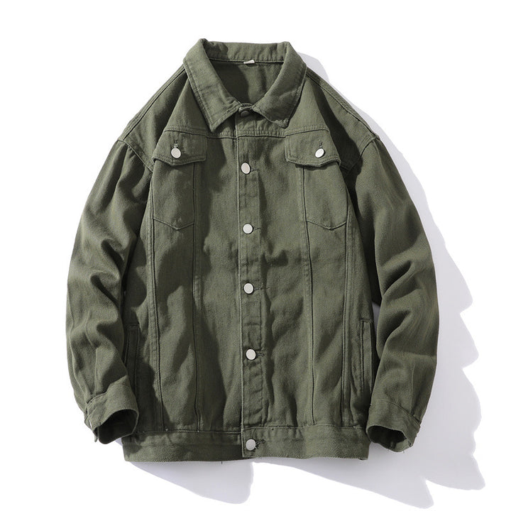 Unisex Oversize-Jeansjacke aus robustem Denim mit Druckknopfleiste Drune