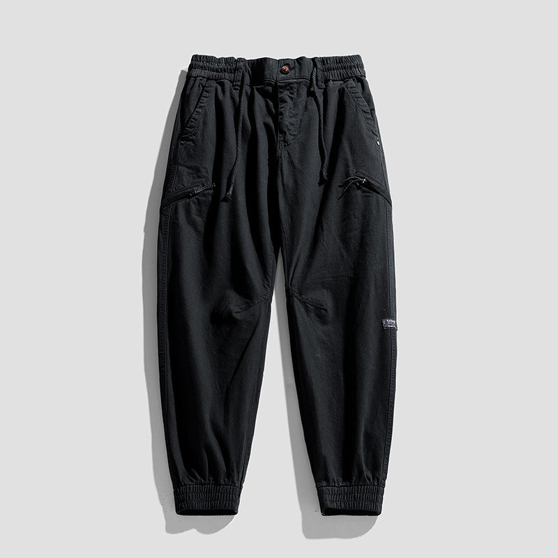 Herren Cargo-Jogginghose im Utility-Look mit elastischem Bund, Kniepaneelen und Klappentaschen Drune