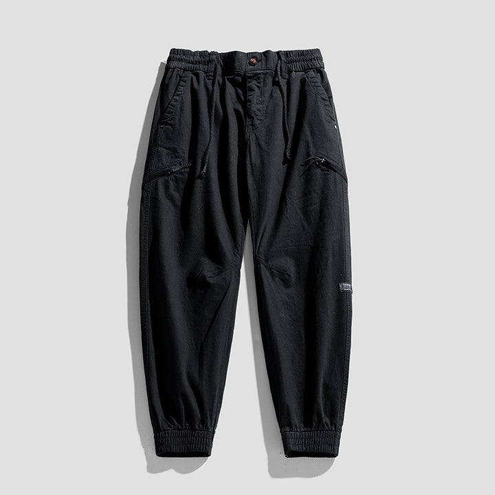 Herren Cargo-Jogginghose im Utility-Look mit elastischem Bund, Kniepaneelen und Klappentaschen Drune