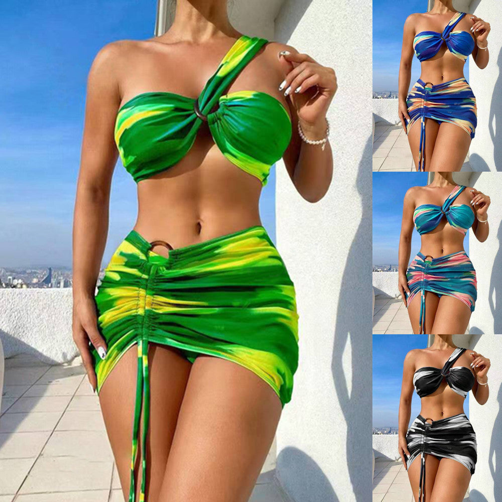 Damen Cropped Bikini-Set mit verspieltem Rüschendesign und elegantem Bindeträgersystem Drune