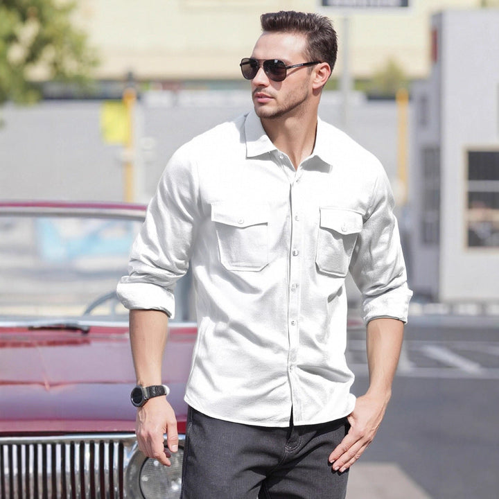 Herren Lässiges Langarmhemd mit praktischen Brusttaschen und modernem Schnitt Drune