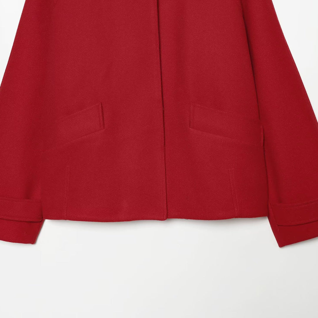 Damen Kurze Wollmix-Capejacke mit Raglanärmeln und Umschlagmanschetten Drune
