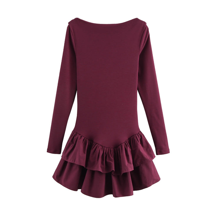 Damen Figurbetontes Minikleid mit Stufenvolants und U‑Boot‑Ausschnitt Drune