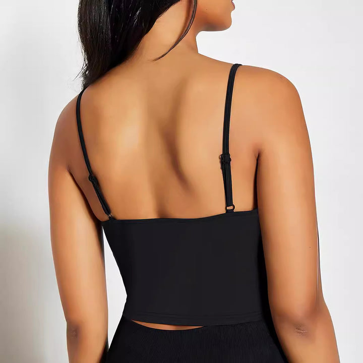 Damen Crop-Top mit motivierendem Statementdruck und feinen Spaghettiträgern Drune