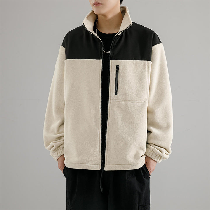 Herren Fleecejacke mit verstärktem Schulterpaneel, Stehkragen und Brustreißverschluss Drune