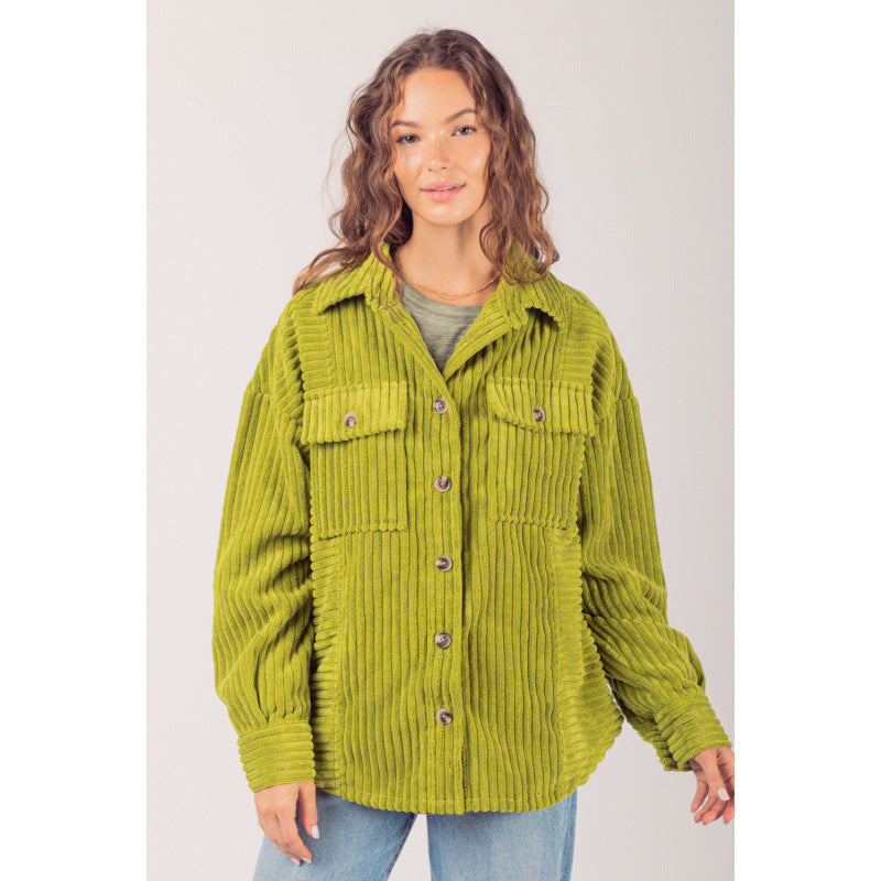 Damen lässige Cordjacke mit praktischen Taschen Drune