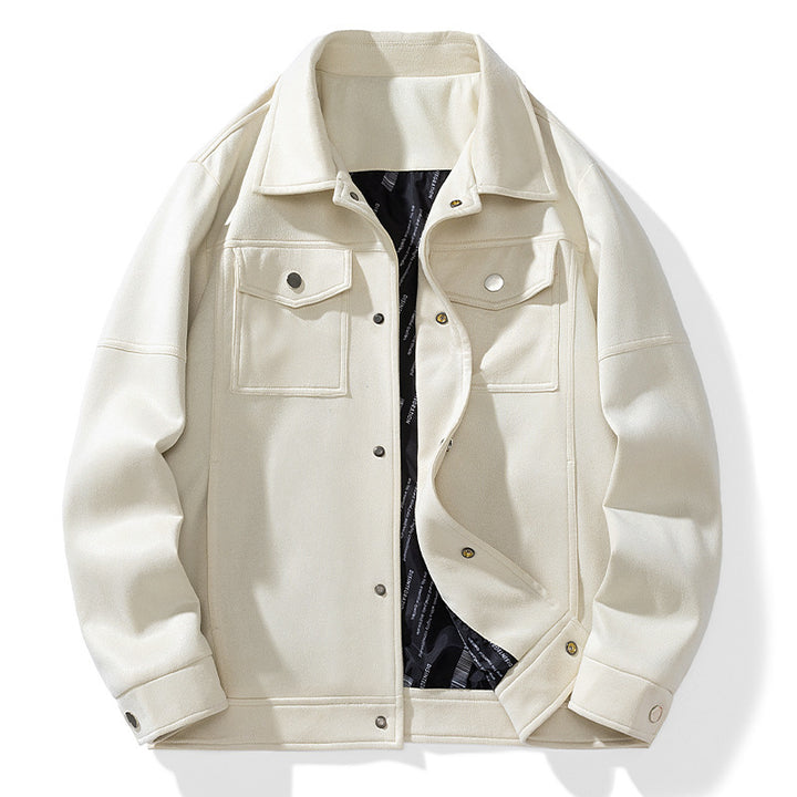 Herren Overshirt aus Kunstleder mit Hemdkragen und Pattentaschen Drune