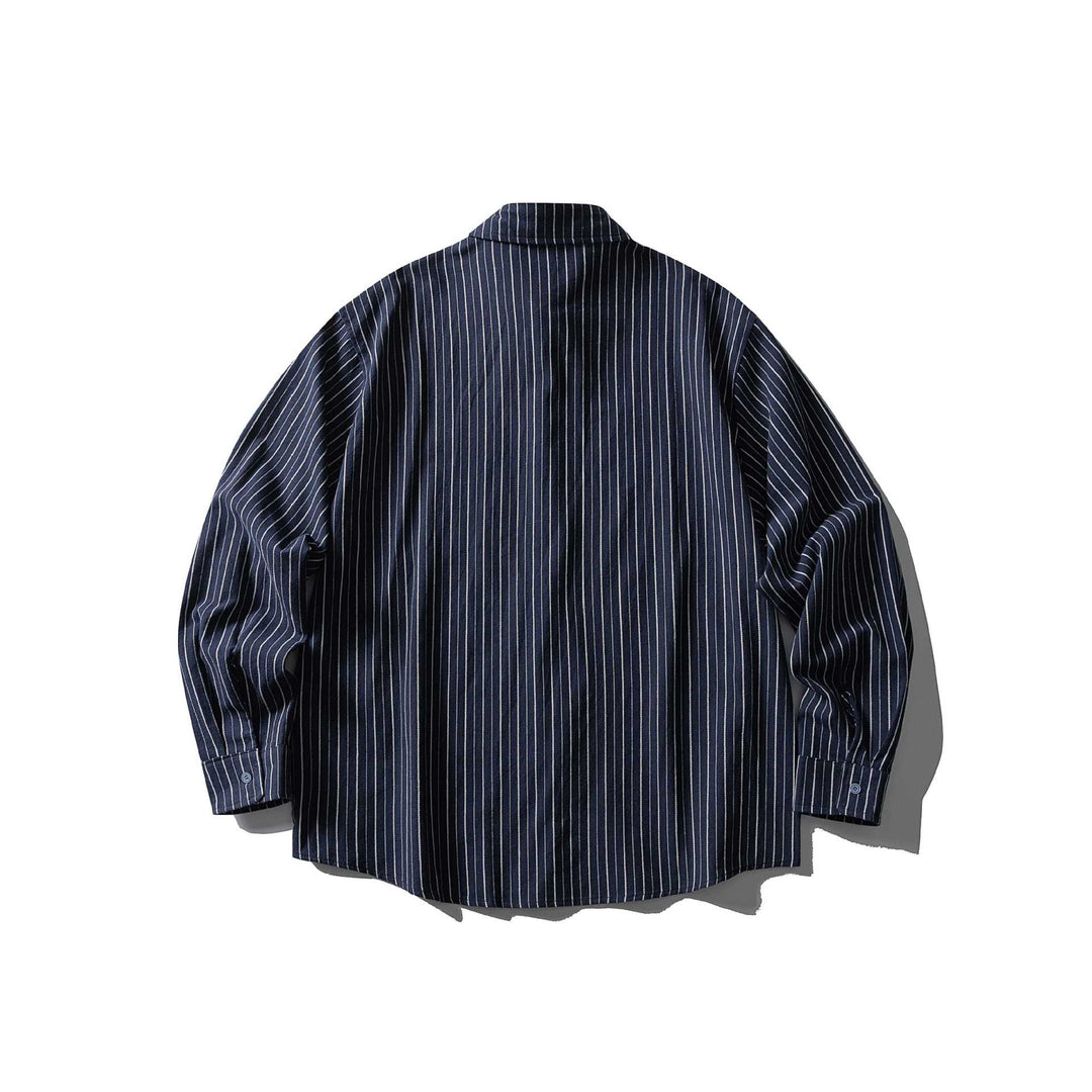 Unisex Oversize Longline-Hemd mit Nadelstreifen und Brusttasche Drune