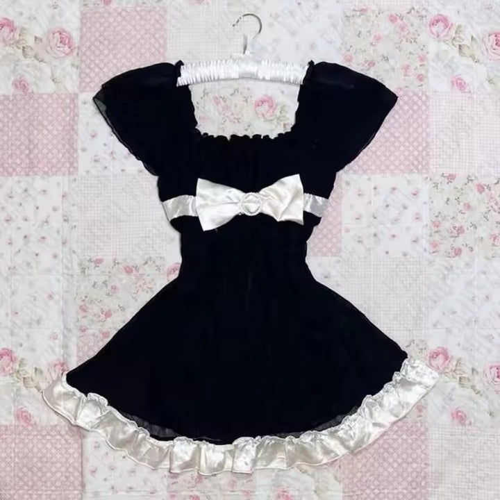 Damen Wickelkleid mit Rüschen und Karomuster Drune