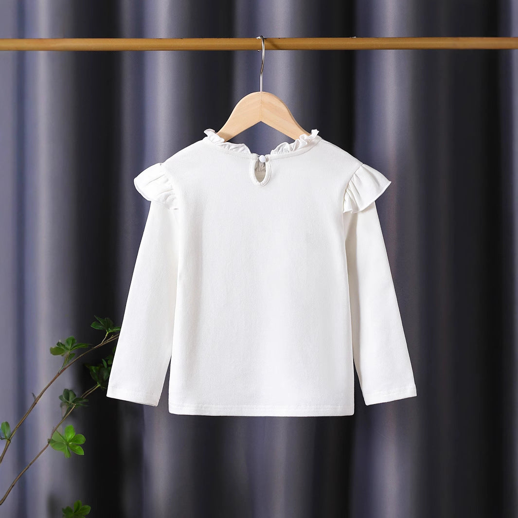 Damen Langarmshirt mit verspieltem Rüschendesign und dekorativem Blumenmotiv Drune