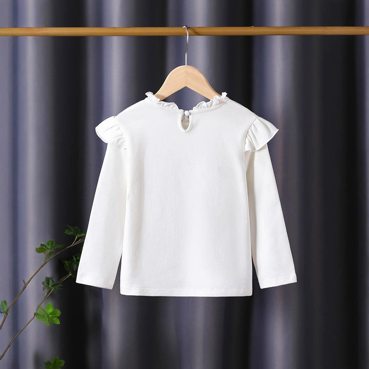 Damen Langarmshirt mit verspieltem Rüschendesign und dekorativem Blumenmotiv Drune