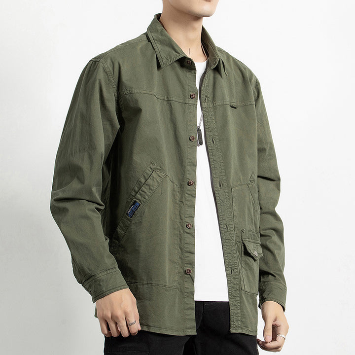 Herren Utility-Hemdjacke aus robustem Baumwoll-Twill mit Mehrfachtaschen Drune