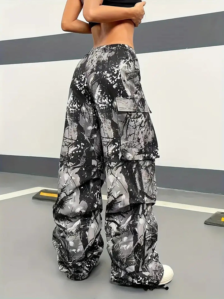 Damen Karierte Cargo-Hose mit niedrigem Schritt und praktischen Taschen Drune