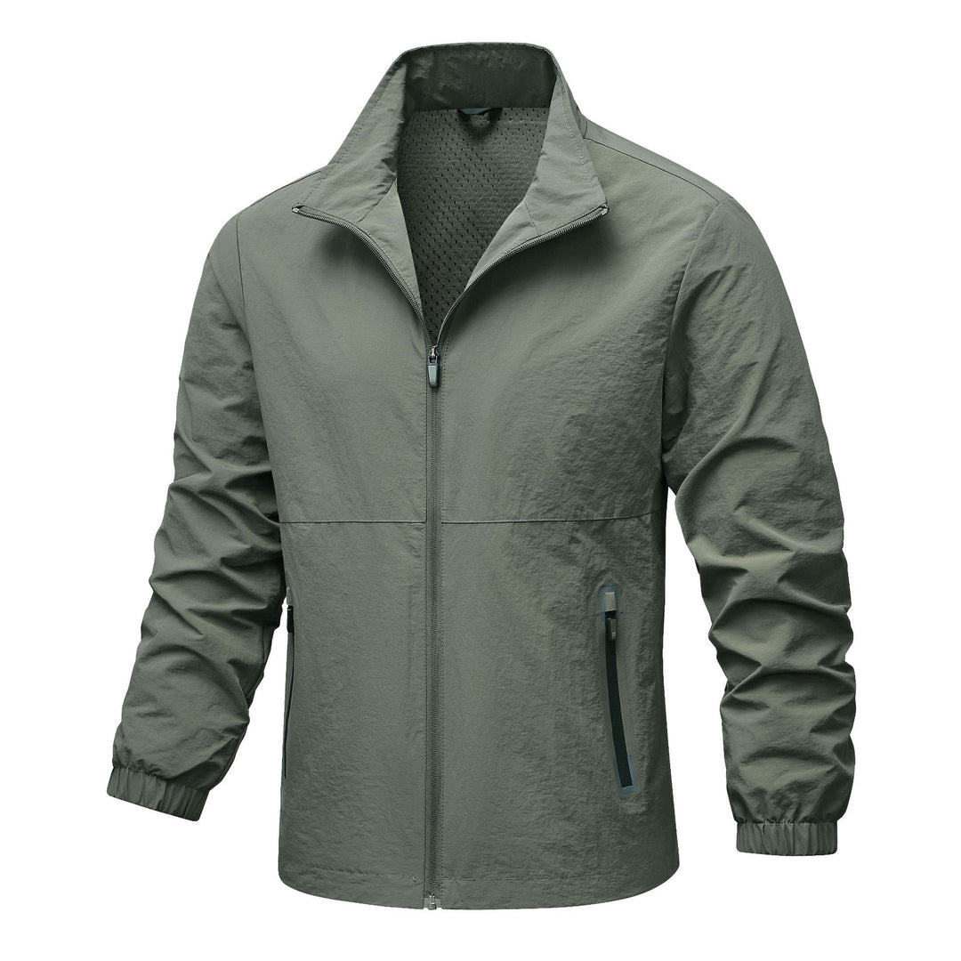 Herren leichte technische Windjacke mit Netzfutter, hohem Stehkragen und Reißverschlusstaschen Drune
