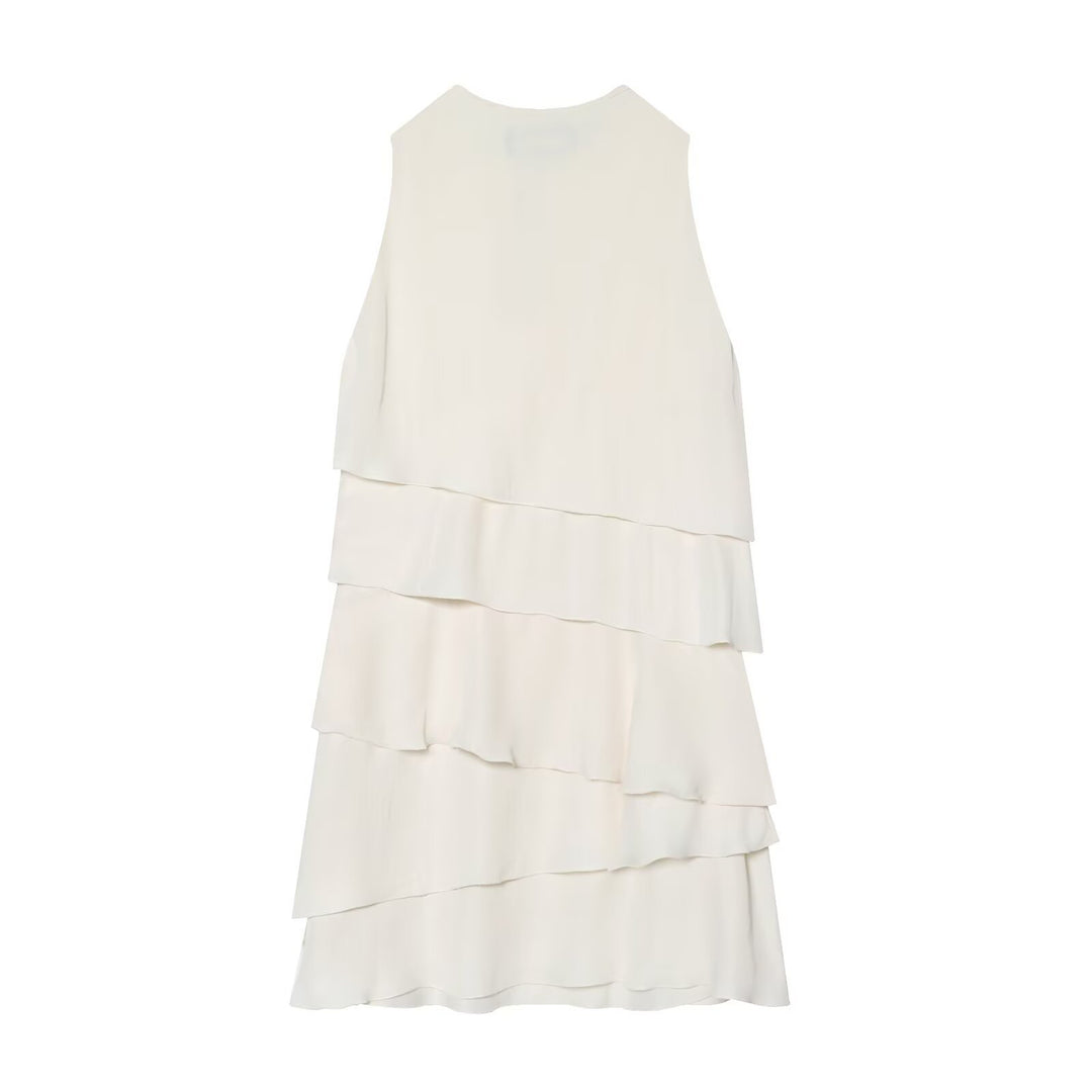 Damen Midi-Kleid mit schwingendem Volant und elegantem Bindegürtel Drune