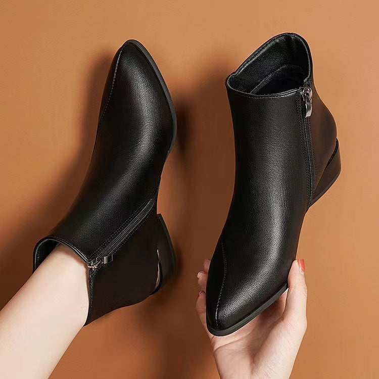 Damen knöchelhohe Stiefelette mit geometrischem Blockabsatz Drune