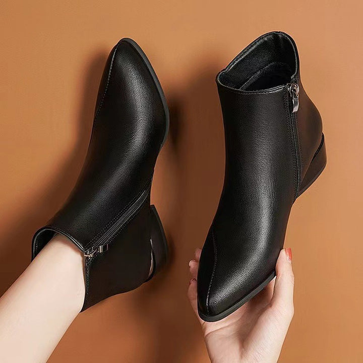 Damen knöchelhohe Stiefelette mit geometrischem Blockabsatz Drune