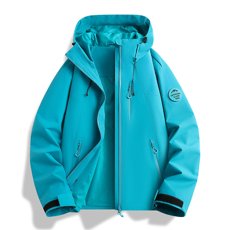 Damen Leichte wasserdichte Kapuzenjacke mit Teddy‑Charm und verdeckten Reißverschlusstaschen Drune