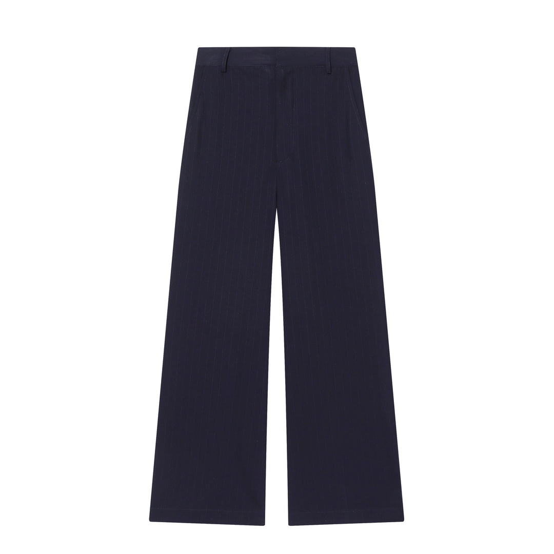 Damen nan taillierte Bundfalten-Hose mit weitem Bein, Bügelfalte und Eingrifftaschen Drune