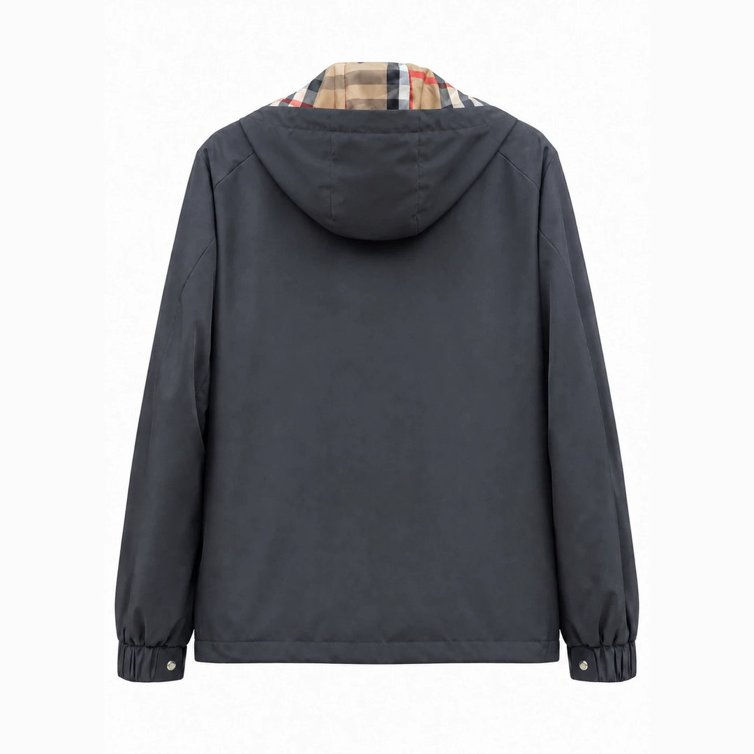 Herren leichte winddichte Softshell‑Kapuzenjacke mit kariert gefütterter Kapuze Drune