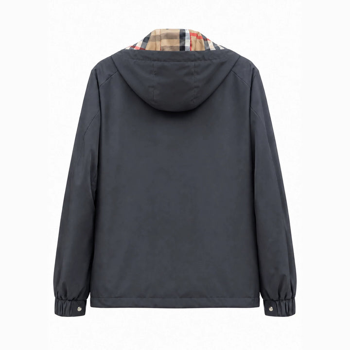 Herren leichte winddichte Softshell‑Kapuzenjacke mit kariert gefütterter Kapuze Drune