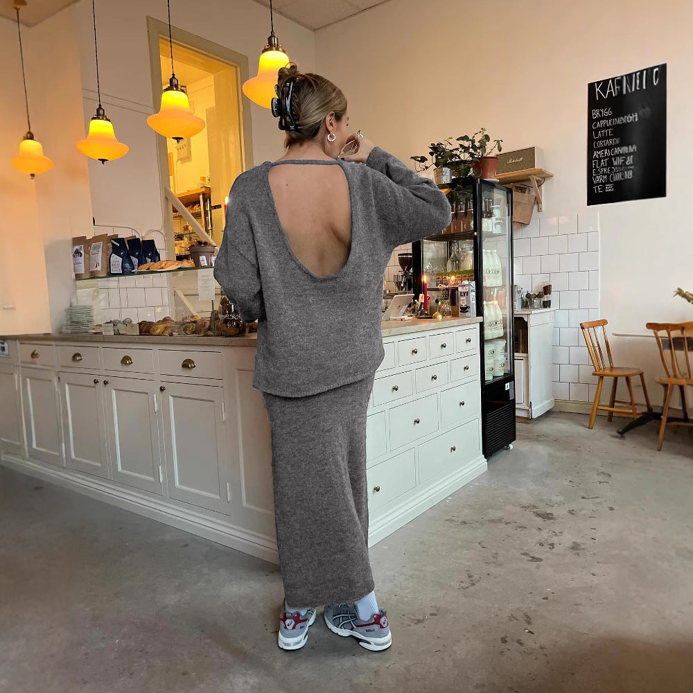 Damen eleganter, figurbetonter Midi-Rock aus hochwertiger Wollmischung Drune