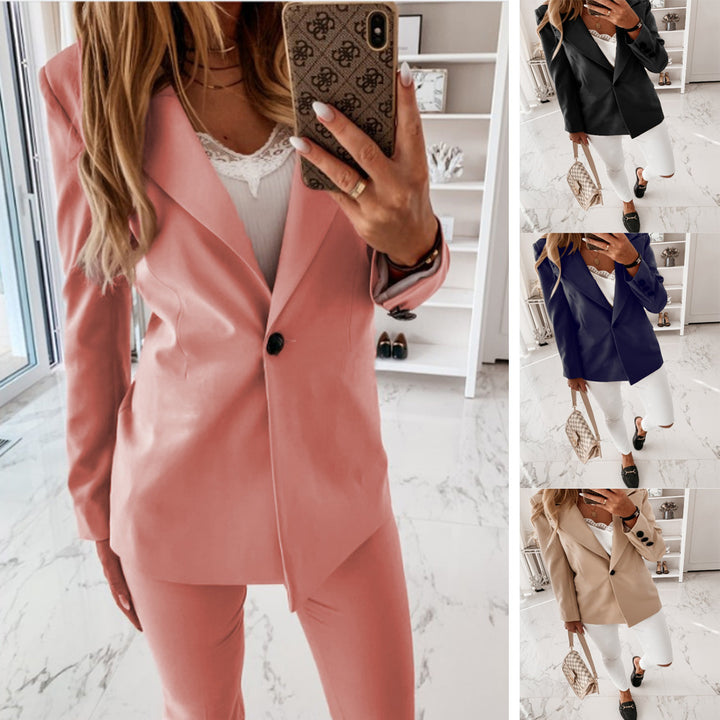 Damen Langblazer mit einreihiger Knopfleiste, tailliertem Schnitt und soften Schulterpolstern Drune