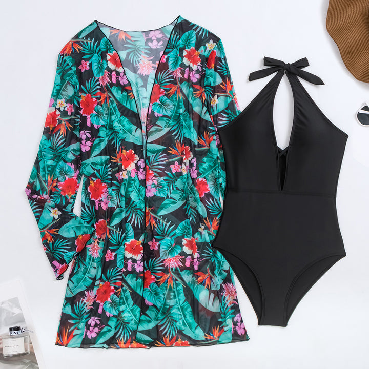 Damen Strandcover-up mit floralem Muster und Body Drune