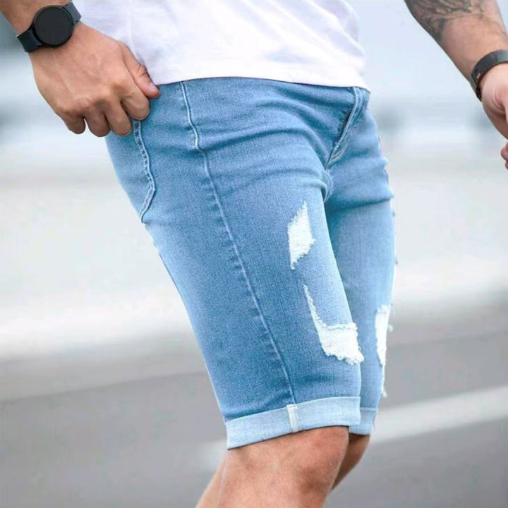 Herren Ripped Denim Shorts Drune