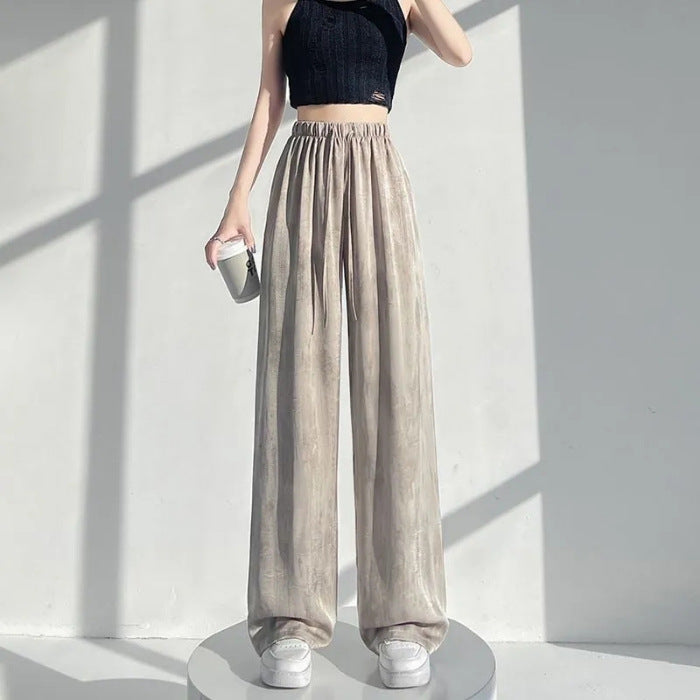 Damen Hochtaillierte Palazzo-Hose aus leichtem, atmungsaktivem Material mit elastischem Bund