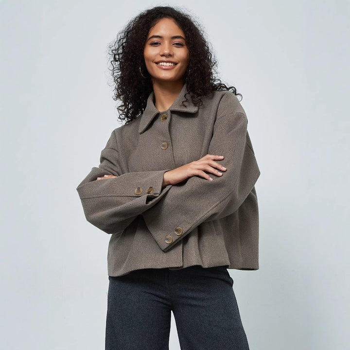Damen lässige Oversize-Jacke mit doppelter Knopfleiste Drune