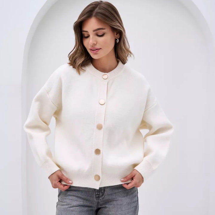 Damen Strickjacke mit großen Knopfdetails und lässigem Schnitt Drune