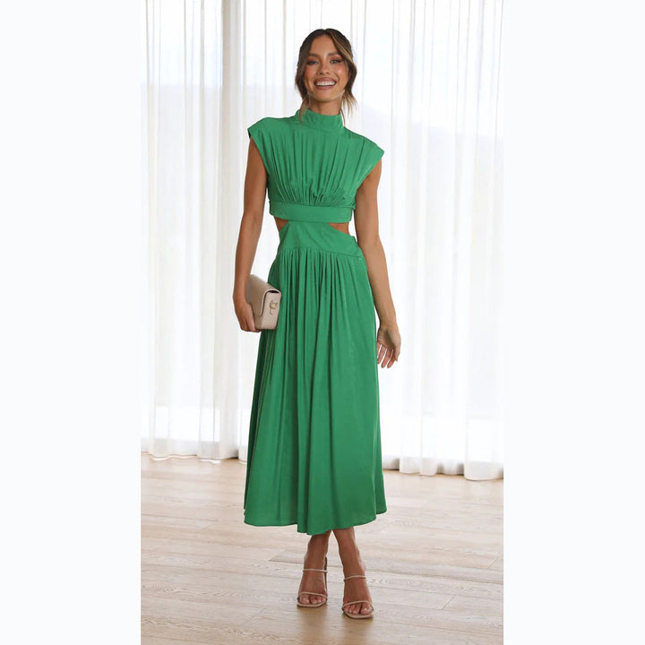 Damen Maxikleid mit kreativem Schnitt und tailliertem Design Drune