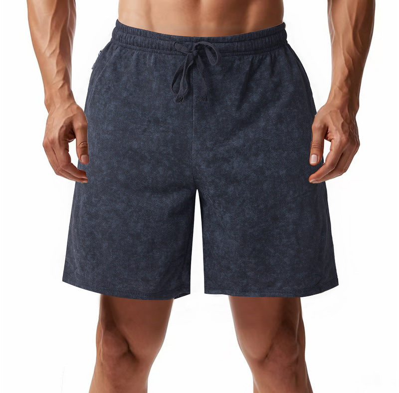 Herren nan locker geschnittene Frottee-Shorts mit elastischem Bund Kordelzug und seitlichen Eingrifftaschen Drune