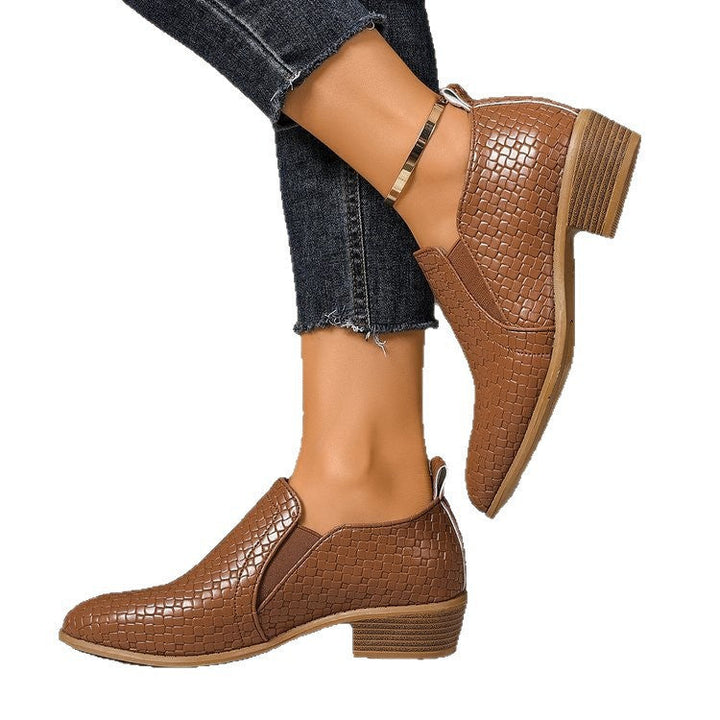 Damen elegante und bequeme Slipper-Stiefel aus strukturiertem Kunstleder Drune