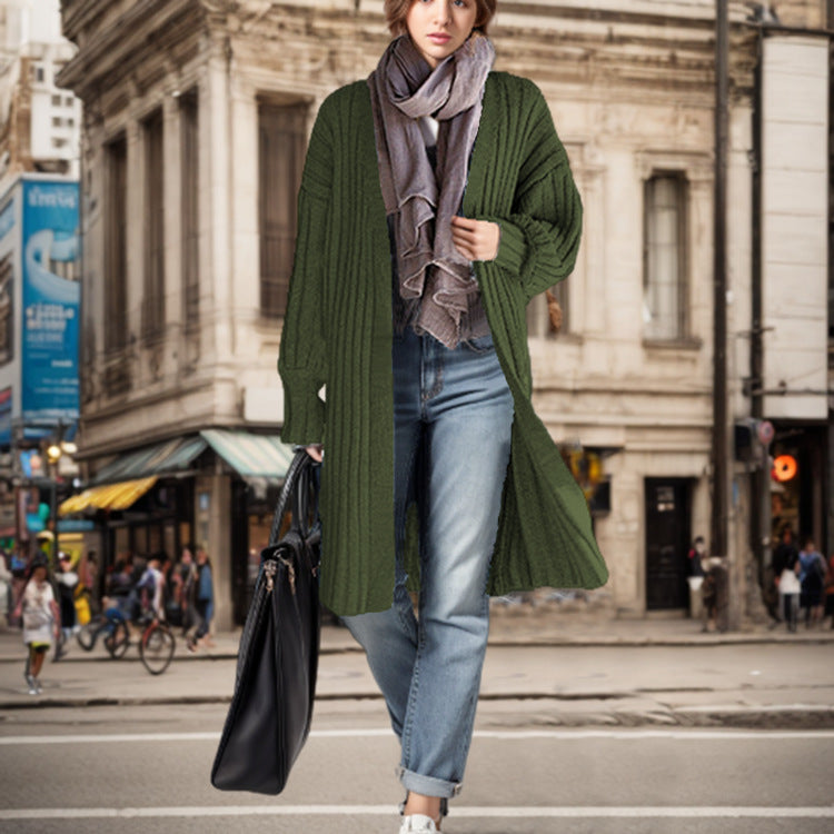 Damen Langstrickjacke mit offenem Design und современной Struktur Drune
