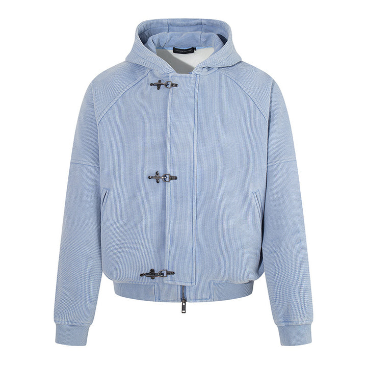 Damen Kapuzen-Bomberjacke aus Teddyfleece mit Metallhaken und elastischem Saum Drune