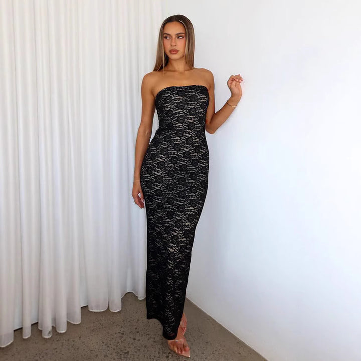Damen Spitzenkleid im ärmellosen Design Drune