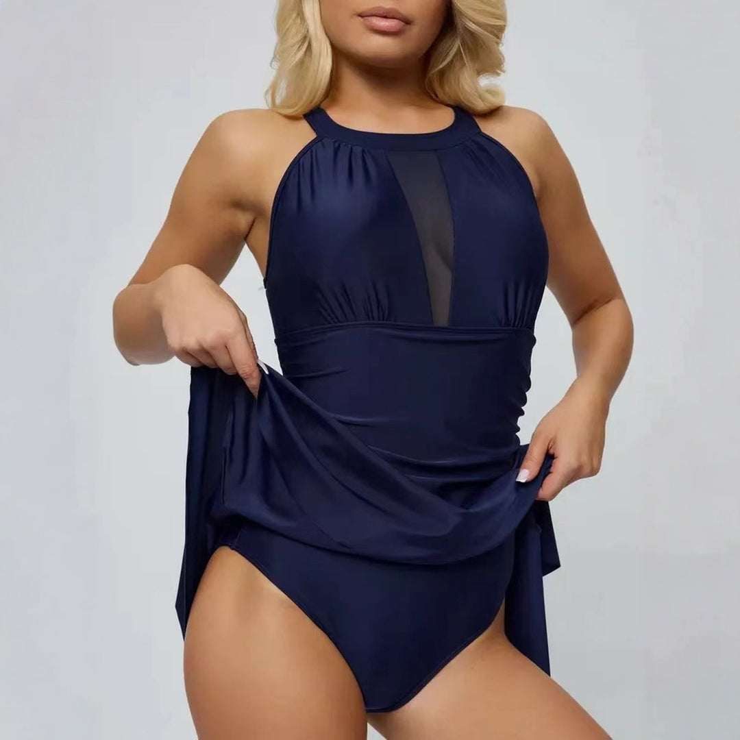 Damen eleganter Sportbadeanzug mit voluminösem Rock Drune
