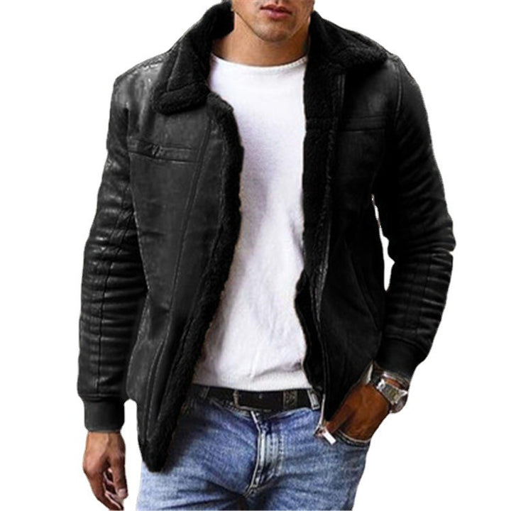 Herren Lammfellgefütterte Lederjacke im modernen Design Drune