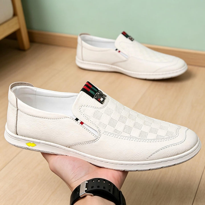 Herren Bequeme Slip-On Lederslipper Drune