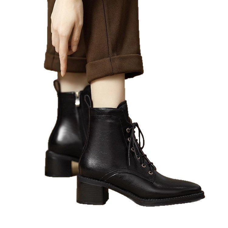 Damen Elegante Schnürstiefeletten mit Blockabsatz Drune