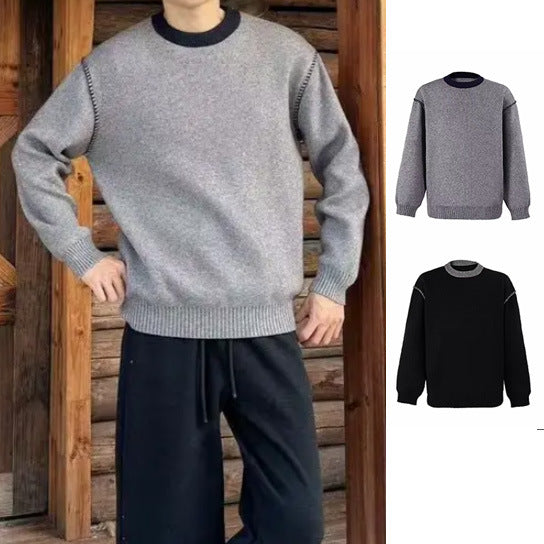 Damen Modischer Grobstrickpullover mit hochgeschlossenen Kragen Drune