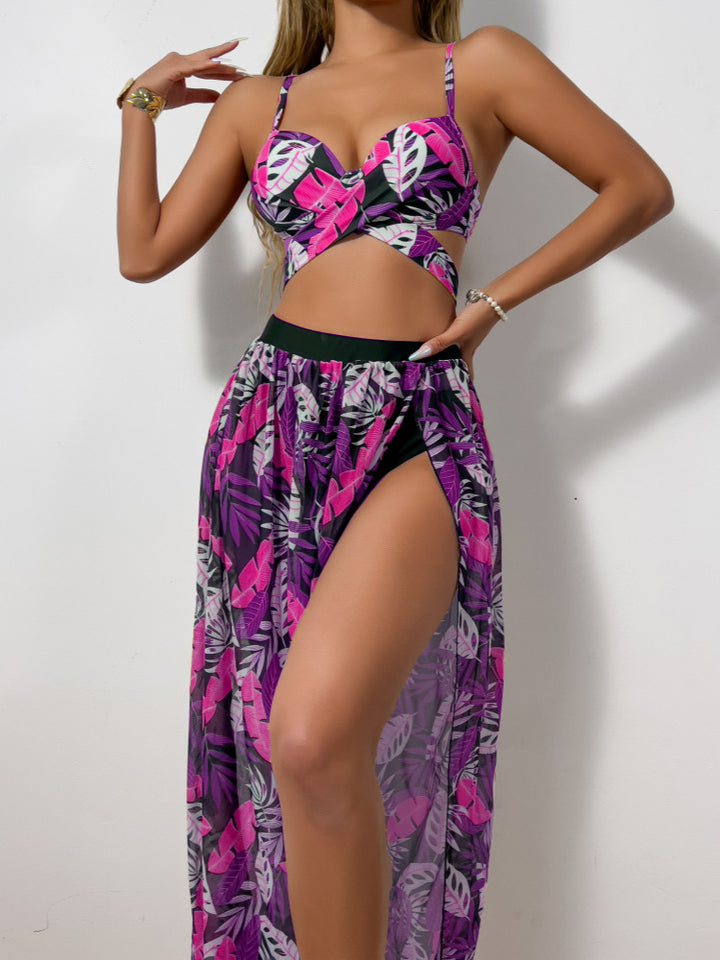Damen Bikini-Set mit extravagantem Cut-Out und floralem Rock Drune