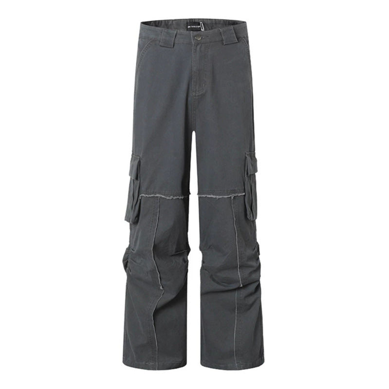 Damen Weite Cargo-Culotte-Hose mit hoher Taille, Multi‑Taschen und sichtbaren Nahtdetails Drune