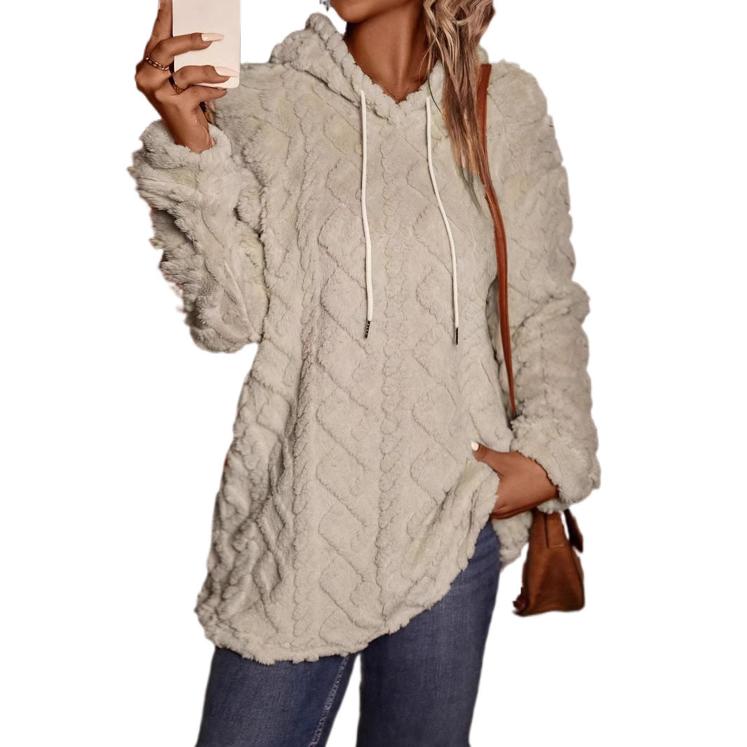 Damen kuschelige Fleece-Hoodie mit strukturiertem Design Drune