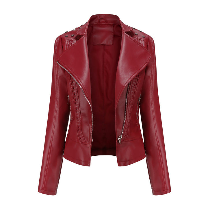 Damen nan Bikerjacke aus Kunstleder mit Nietenbesatz und asymmetrischem Reißverschluss Drune