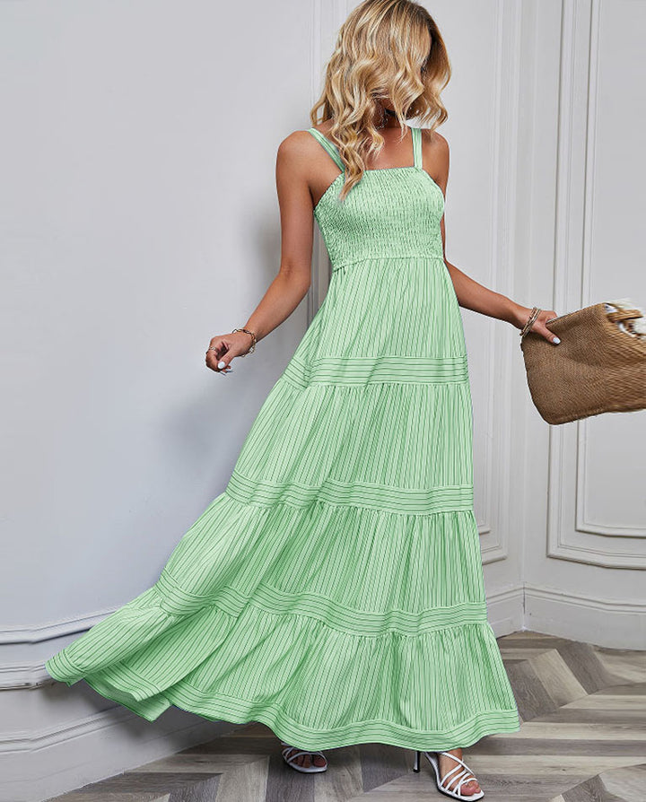 Damen Sommermaxikleid mit gerafftem Oberteil und asymmetrischem Saum Drune